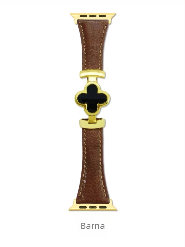 Négylevelű lóhere mintás mágneses csatú bőr karpánt Apple Watchhoz, 38–49 mm