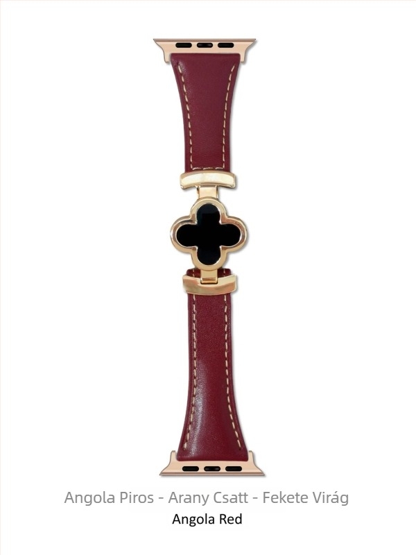 Négylevelű lóhere mintás mágneses csatú bőr karpánt Apple Watchhoz, 38–49 mm