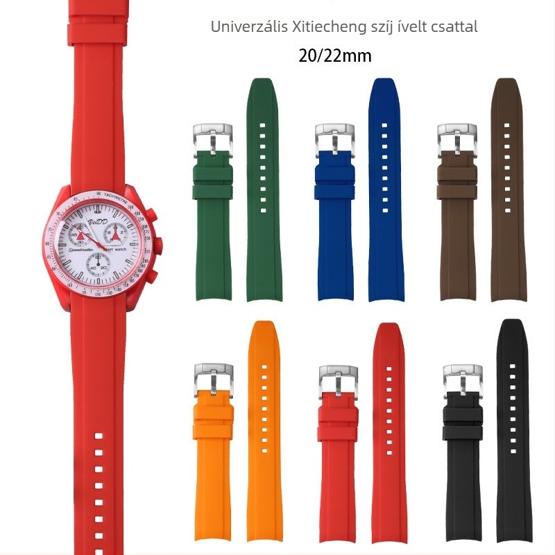 Szilikon szíj Omega x Swatch közös órához, Planet Moon Arc design, 20/22 mm
