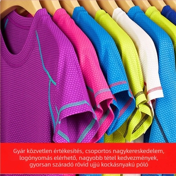 Poliészteres rövid ujjú póló kerek nyakkal, gyorsan száradó és lélegző