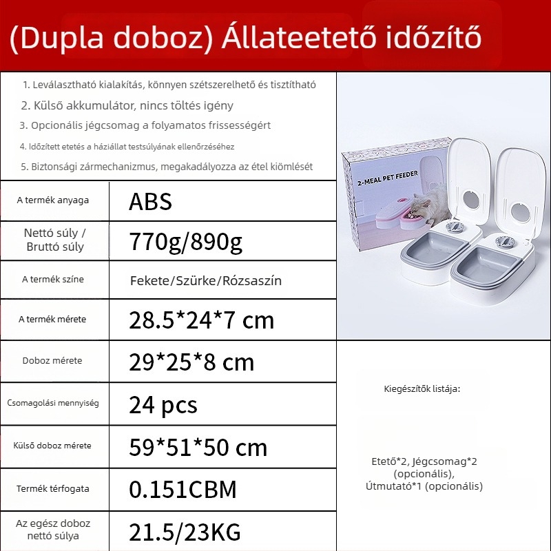 Enguang EG-603 Okos időzítő automata etető macskáknak és kutyáknak – teljes készlet