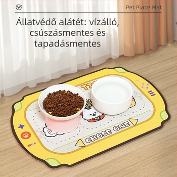 Háziállatok etető alátét - bőr, anti-spill, víz- és olajálló, csúszásmentes macska- és kutyáknak, karikatúra dizájn, Pink Claw