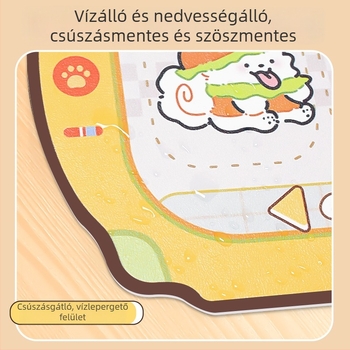 Háziállatok etető alátét - bőr, anti-spill, víz- és olajálló, csúszásmentes macska- és kutyáknak, karikatúra dizájn, Pink Claw