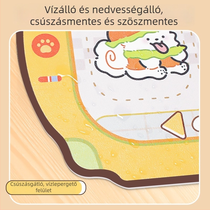 Háziállatok etető alátét - bőr, anti-spill, víz- és olajálló, csúszásmentes macska- és kutyáknak, karikatúra dizájn, Pink Claw