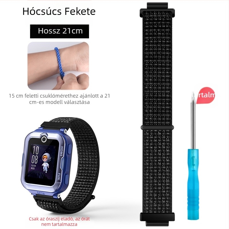 Huawei Gyerekórához 4 Pro nylon fonott szíj, sportos stílusú Velcro csattal