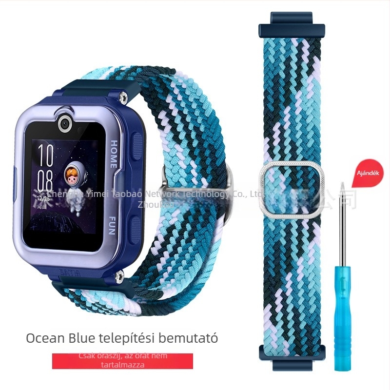 Huawei Gyerekórához 4 Pro nylon fonott szíj, sportos stílusú Velcro csattal