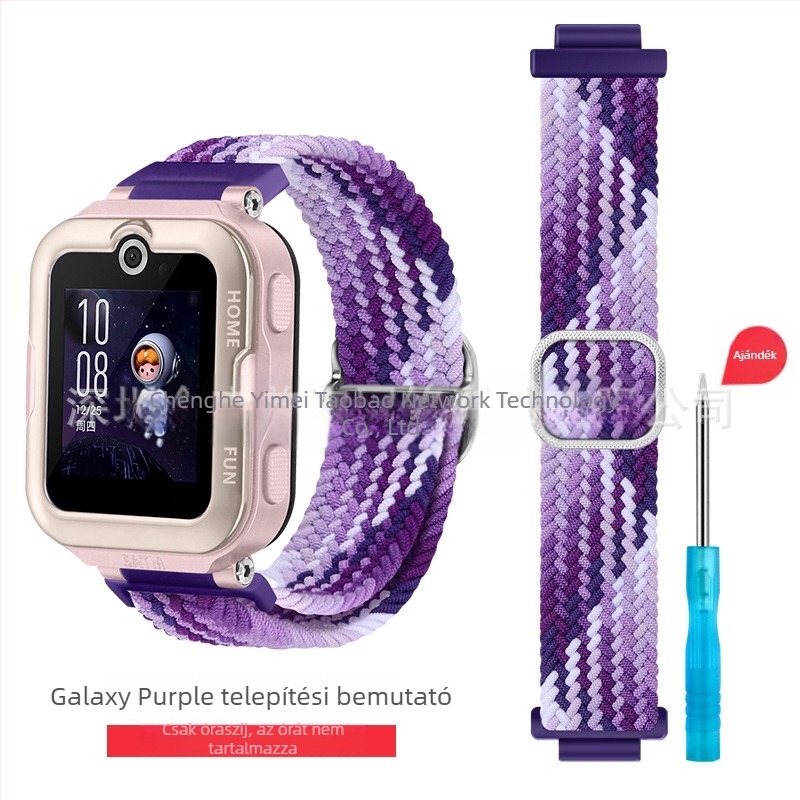 Huawei Gyerekórához 4 Pro nylon fonott szíj, sportos stílusú Velcro csattal
