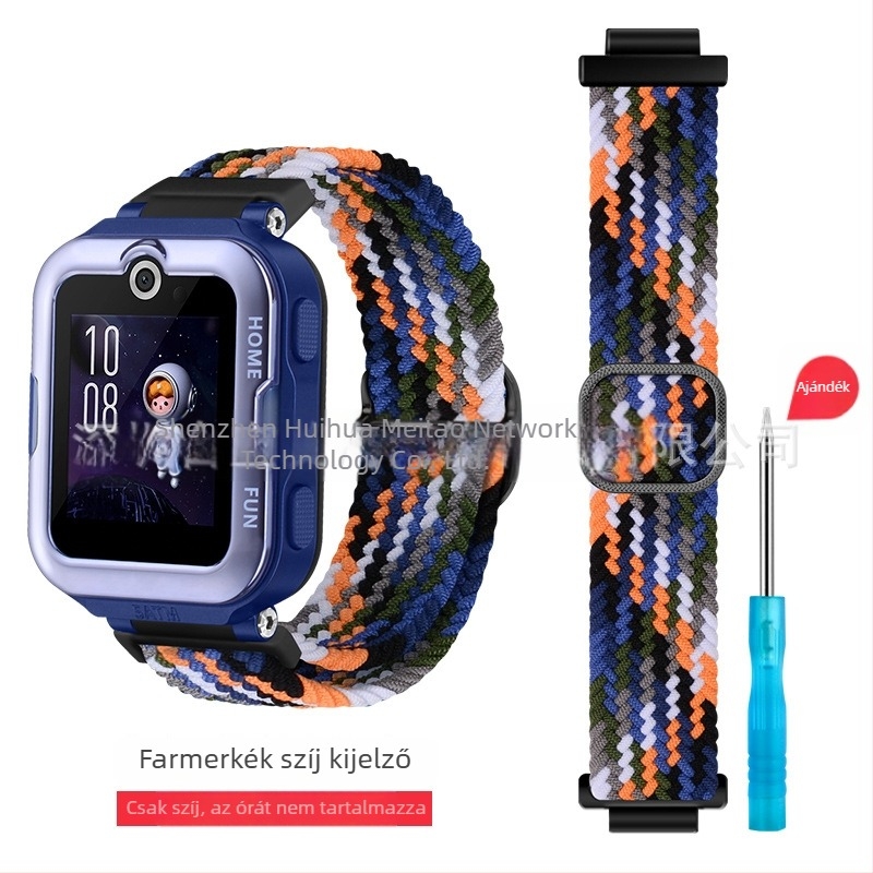Huawei Gyerekórához 4 Pro nylon fonott szíj, sportos stílusú Velcro csattal