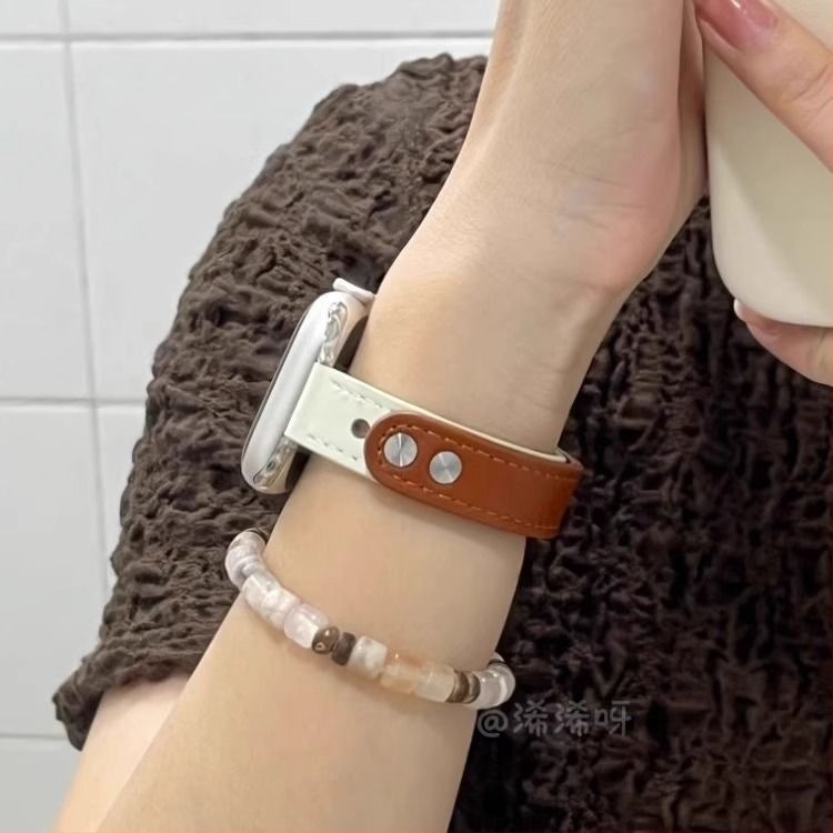 Bo shi Bőr Apple Watch szíj, dupla tűs csat, 14 mm szélesség, divatos