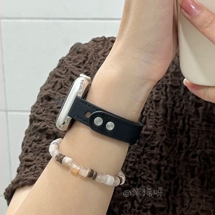 Bo shi Bőr Apple Watch szíj, dupla tűs csat, 14 mm szélesség, divatos