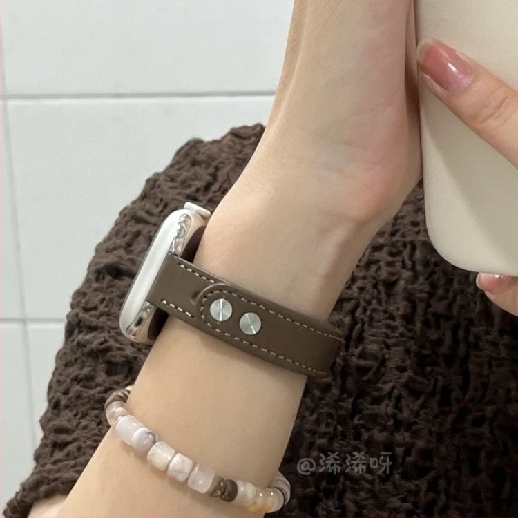 Bo shi Bőr Apple Watch szíj, dupla tűs csat, 14 mm szélesség, divatos