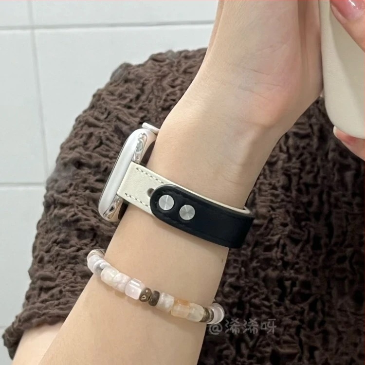 Bo shi Bőr Apple Watch szíj, dupla tűs csat, 14 mm szélesség, divatos