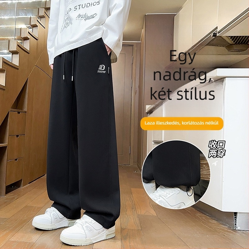 Őszi–téli béléses hosszú nadrág fiúknak, egyenes szabású, gimnazistáknak, sportos–casual stílus