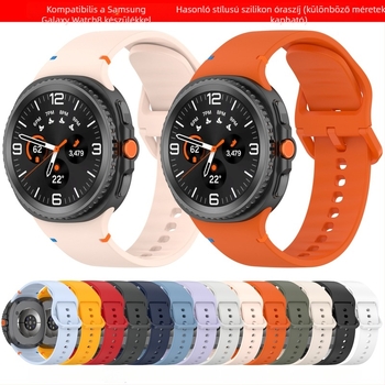 Qingtangfa szilikon óraszíj Samsung Galaxy Watch 8 Classichoz, lapos varrással, 20/22 mm