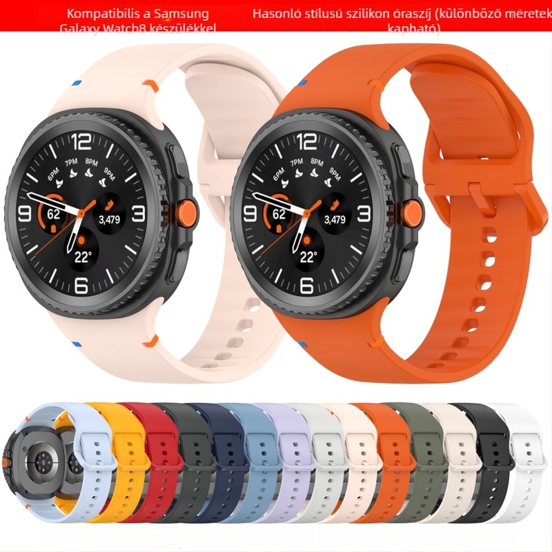 Qingtangfa szilikon óraszíj Samsung Galaxy Watch 8 Classichoz, lapos varrással, 20/22 mm