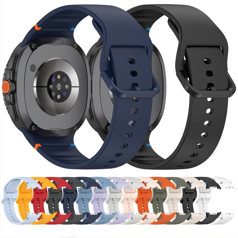 Qingtangfa szilikon óraszíj Samsung Galaxy Watch 8 Classichoz, lapos varrással, 20/22 mm
