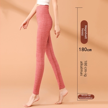 Pluszméretű női hosszú termál leggings, magas derék, rugalmas, testhezálló, kationos velúr, vastagított, meleg