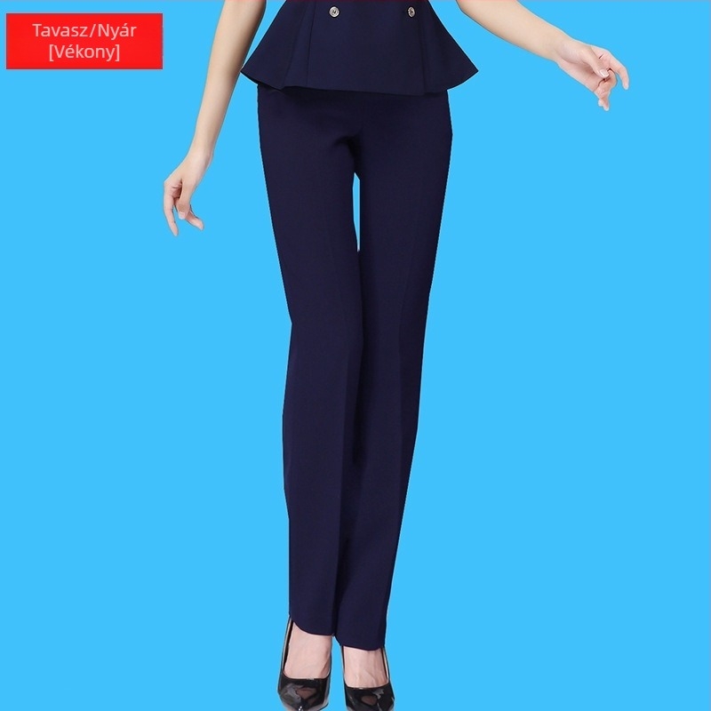 Professzionális női nadrágkosztüm – két részes őszi-téli készlet iroda és értékesítéshez. Év/Szezon: Summer 2023; Anyag: poliészter; Fő anyag: kecskebőr; Ujj: háromnegyed; Szoknya hossza: középméret.