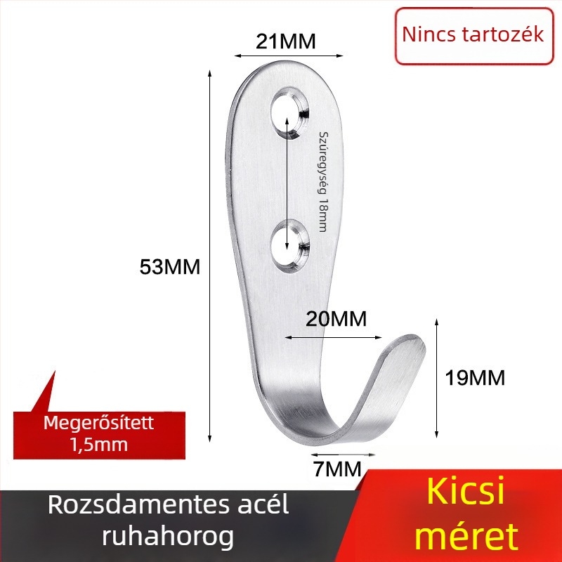 Kabátakasztó, vastagított rozsdamentes acélból, egyetlen horog, modell 1179, huzalos felületkezelés, fürdőszobába