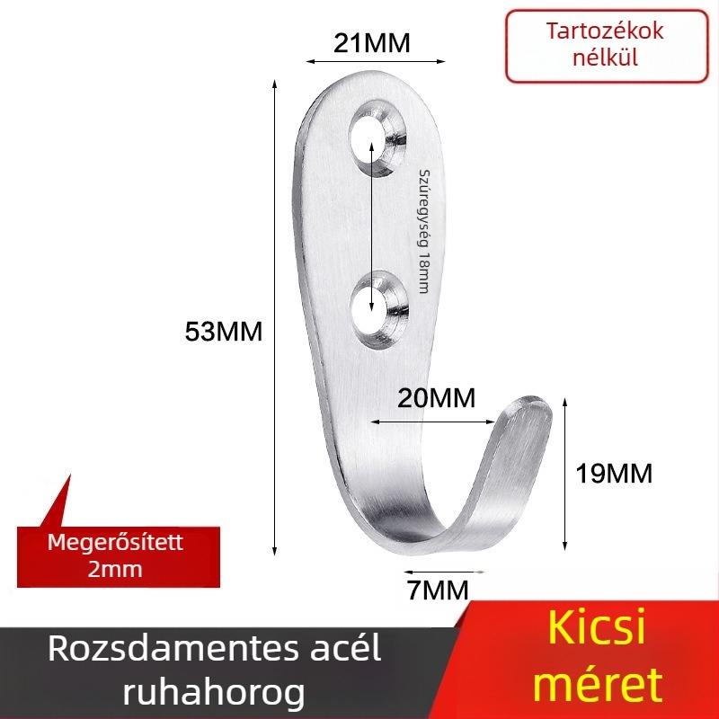 Kabátakasztó, vastagított rozsdamentes acélból, egyetlen horog, modell 1179, huzalos felületkezelés, fürdőszobába
