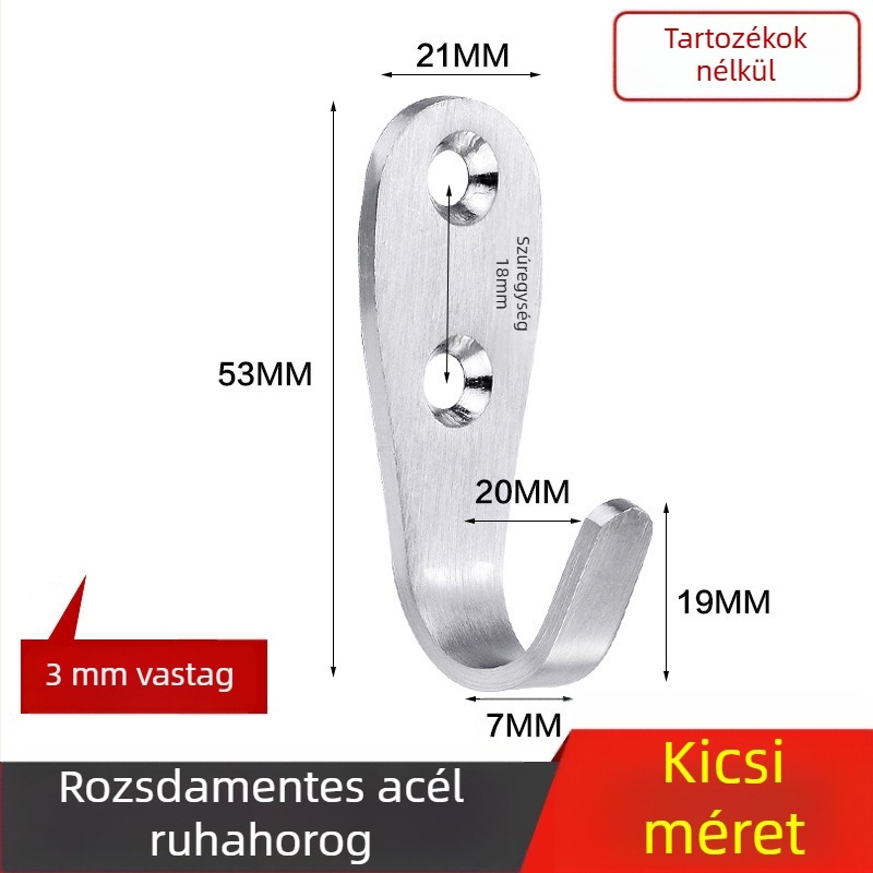 Kabátakasztó, vastagított rozsdamentes acélból, egyetlen horog, modell 1179, huzalos felületkezelés, fürdőszobába