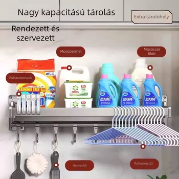 Mosógép fölé szerelt tároló polc, egy szint, 10 kg teherbírás, modern minimalista stílus, 2024 új modell