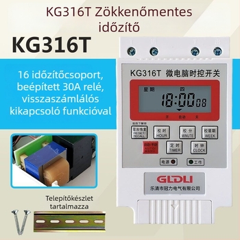 Kg316T mikrokontrolleres időzítő közvilágításhoz — 220V, külső tápegység, kijelző mutatóval és számokkal, automatikus kikapcsolás