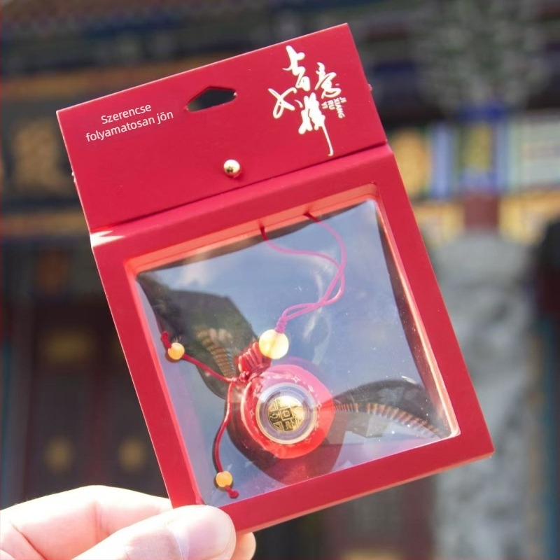 Brokátból készült kínai stílusú kulcstartó amulettel, fél kézi és fél gépi kivitelezés, Putuo-hegyről ihletett, ideális személyes ajándék születésnapra, utazásra, ballagásra vagy költözésre.