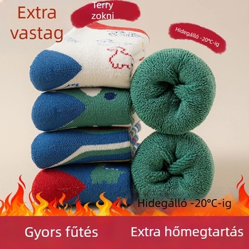 Gyerek zokni téli, vastag fleece belsővel, középső hossz, uniszex, 65% poliészter
