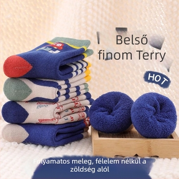 Gyerek zokni téli, vastag fleece belsővel, középső hossz, uniszex, 65% poliészter