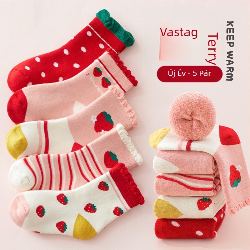 Gyerek zokni téli, vastag fleece belsővel, középső hossz, uniszex, 65% poliészter