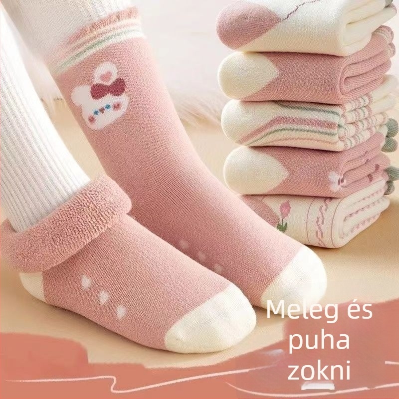 Gyerek zokni téli, vastag fleece belsővel, középső hossz, uniszex, 65% poliészter