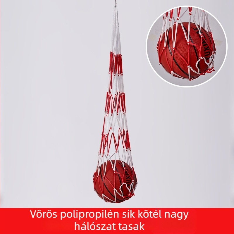 Labdák tárolására szolgáló hálós táska; akár 12 labdát fér el; anyag: polipropilén, poliészter, polietilén; testreszabható kivitelezés; márka: Huihua; alkalmas kosárlabdára és szabadtéri sportokra.