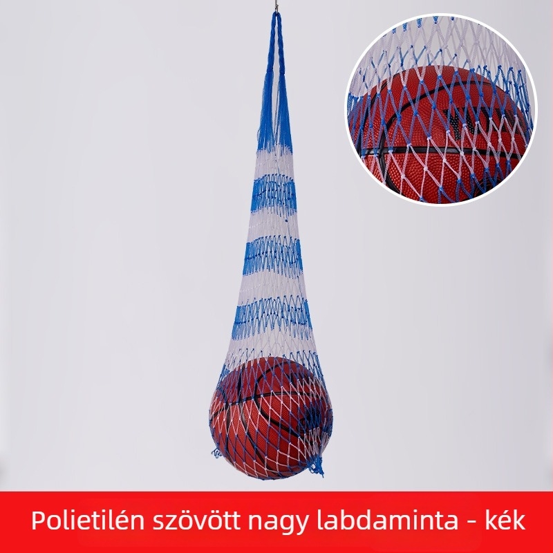 Labdák tárolására szolgáló hálós táska; akár 12 labdát fér el; anyag: polipropilén, poliészter, polietilén; testreszabható kivitelezés; márka: Huihua; alkalmas kosárlabdára és szabadtéri sportokra.