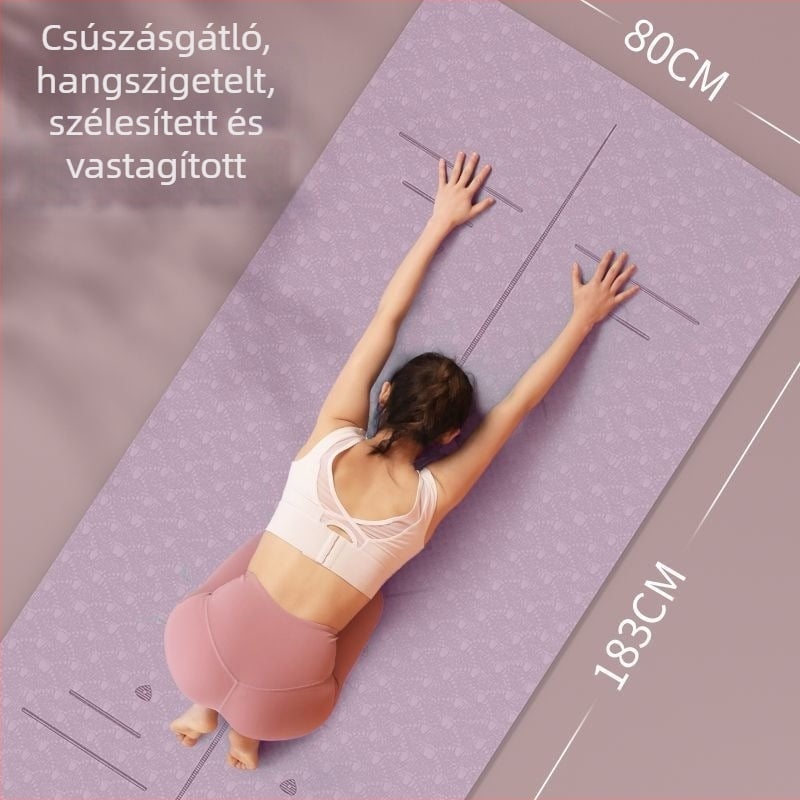TPE jóga matrac kezdőknek, 8 mm vastagságú, csúszásmentes, szagtalan, ászanák útmutatóval.