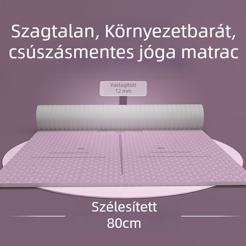 TPE jóga matrac kezdőknek, 8 mm vastagságú, csúszásmentes, szagtalan, ászanák útmutatóval.