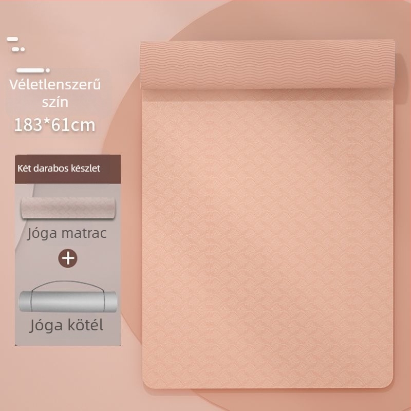 TPE jóga matrac kezdőknek, 8 mm vastagságú, csúszásmentes, szagtalan, ászanák útmutatóval.