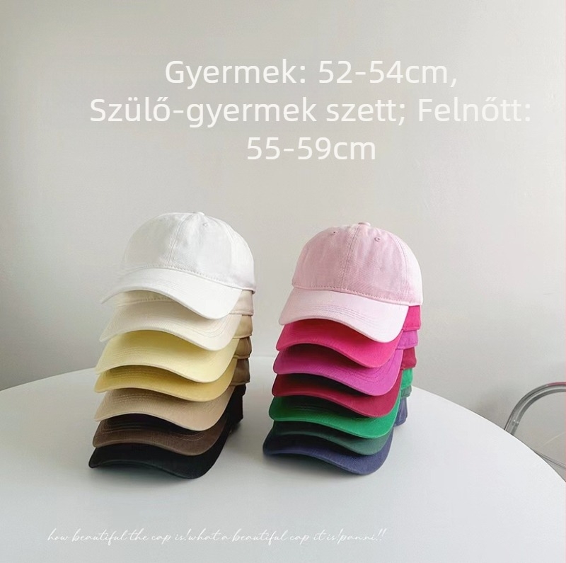 Szülő-gyerek stílusú gyerek baseball sapka, cukorka színű, mosott egyszínű, napvédő tavasz-nyár.