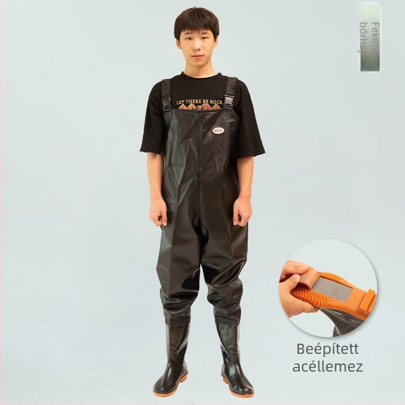 Egyrészes vízálló horgászruha beépített csizmákkal