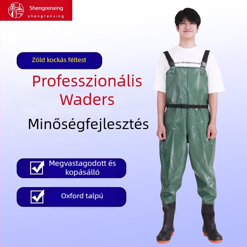 PVC anyagú vízálló, kopásálló, vastagított, szélálló halászati nadrág – uniszex