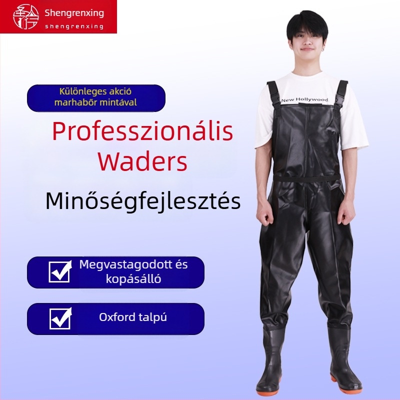 PVC anyagú vízálló, kopásálló, vastagított, szélálló halászati nadrág – uniszex