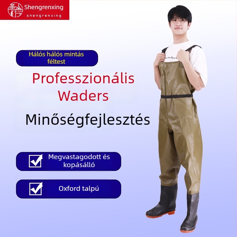 PVC anyagú vízálló, kopásálló, vastagított, szélálló halászati nadrág – uniszex