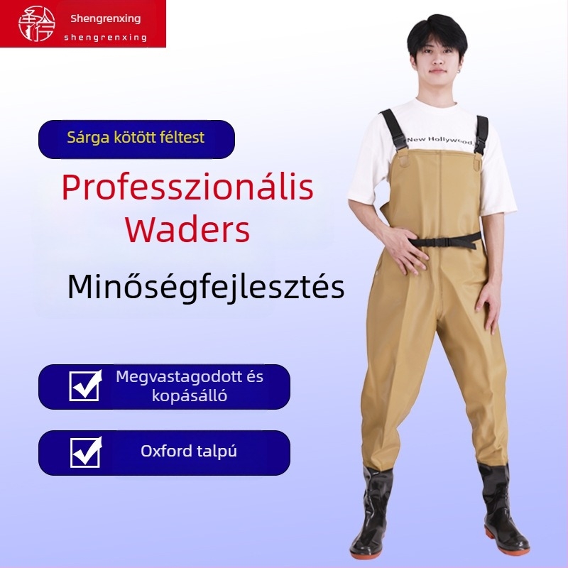 PVC anyagú vízálló, kopásálló, vastagított, szélálló halászati nadrág – uniszex