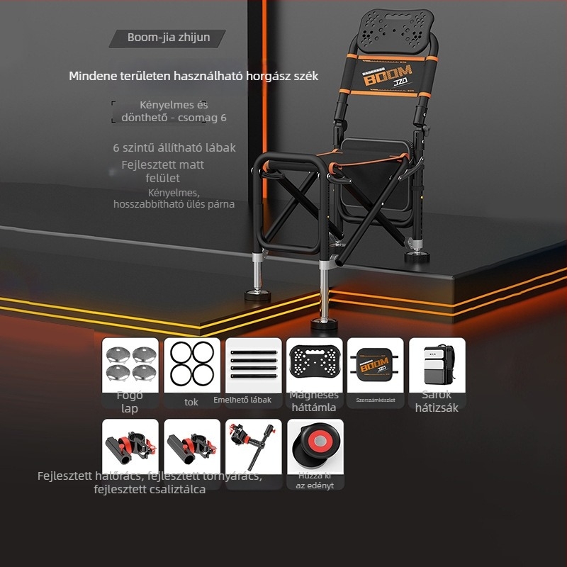 Összecsukható horgász szék, alumínium ötvözetből, dönthető, hordozható, minden terepre alkalmas