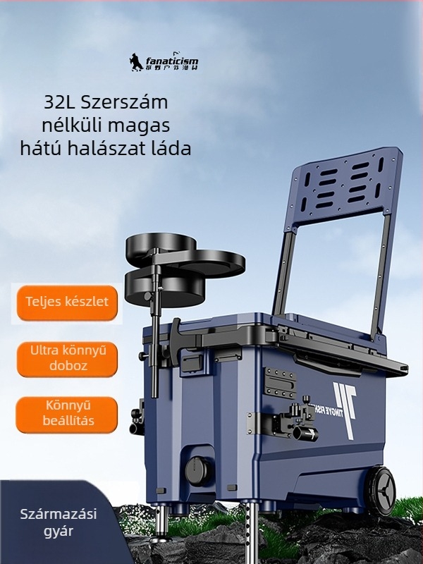 Kerékes horgászdoboz, ultra könnyű, többfunkciós felszerelés-doboz, ABS, kapacitás 25–32 L