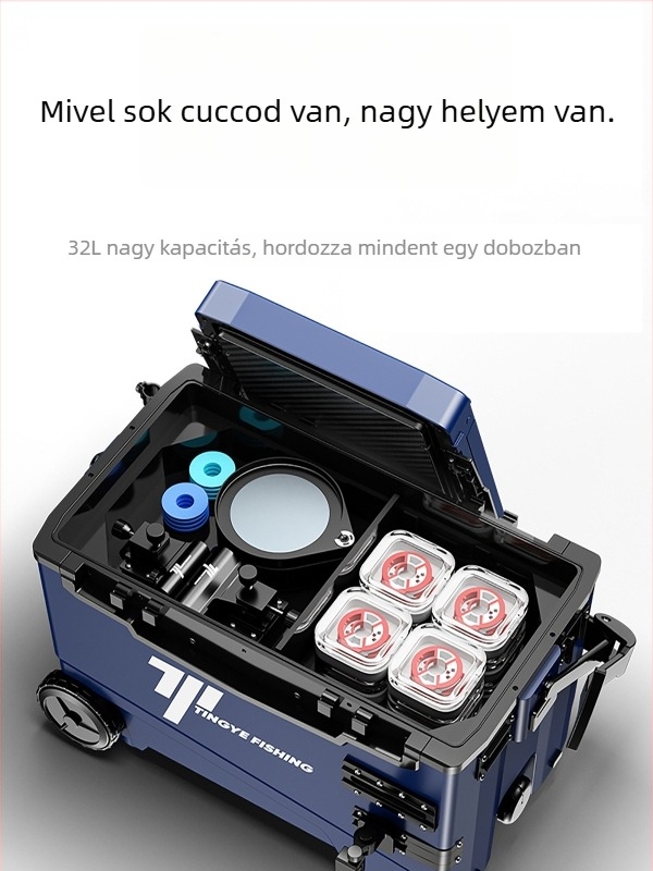 Kerékes horgászdoboz, ultra könnyű, többfunkciós felszerelés-doboz, ABS, kapacitás 25–32 L