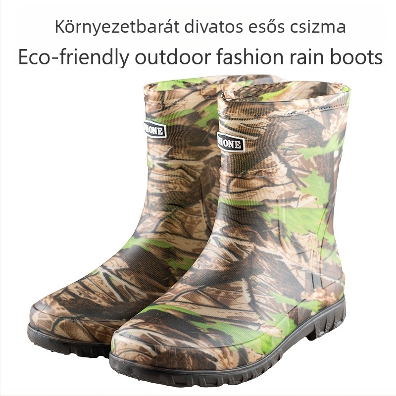 PVC felső részű esőcsizma, műanyag talp, belső hálós bélés, EVA talpbetét, középmagas szár – minden évszakban használható