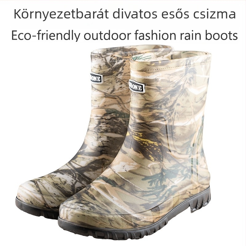 PVC felső részű esőcsizma, műanyag talp, belső hálós bélés, EVA talpbetét, középmagas szár – minden évszakban használható