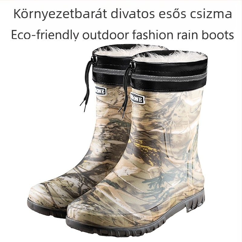 PVC felső részű esőcsizma, műanyag talp, belső hálós bélés, EVA talpbetét, középmagas szár – minden évszakban használható