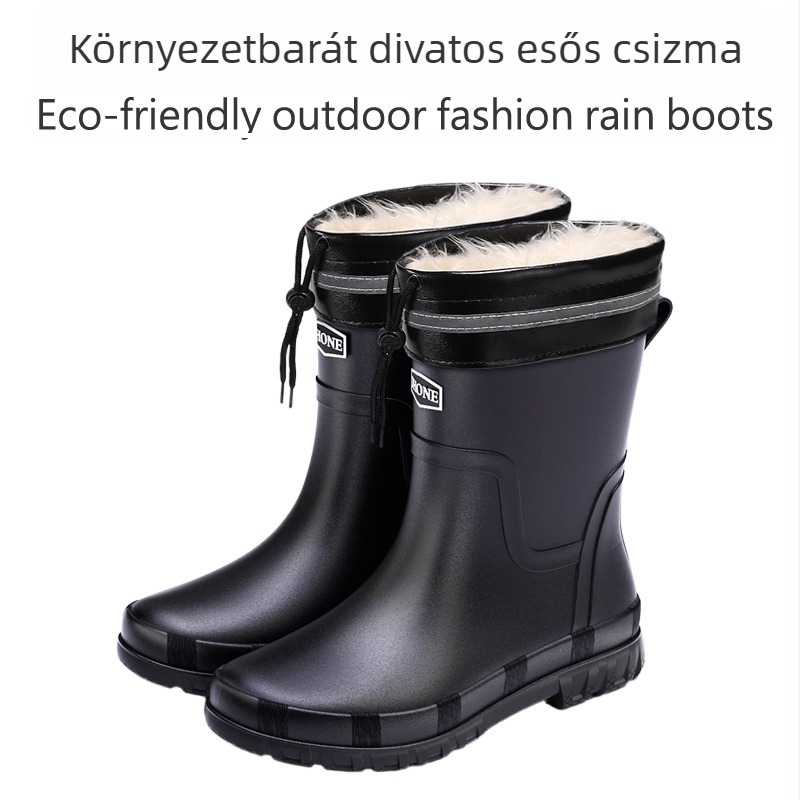 PVC felső részű esőcsizma, műanyag talp, belső hálós bélés, EVA talpbetét, középmagas szár – minden évszakban használható